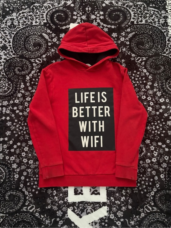 H&M Other - H&M Red Life Is Better With Wifi Hoodie Youth Kids Graphic Pullover Sweater